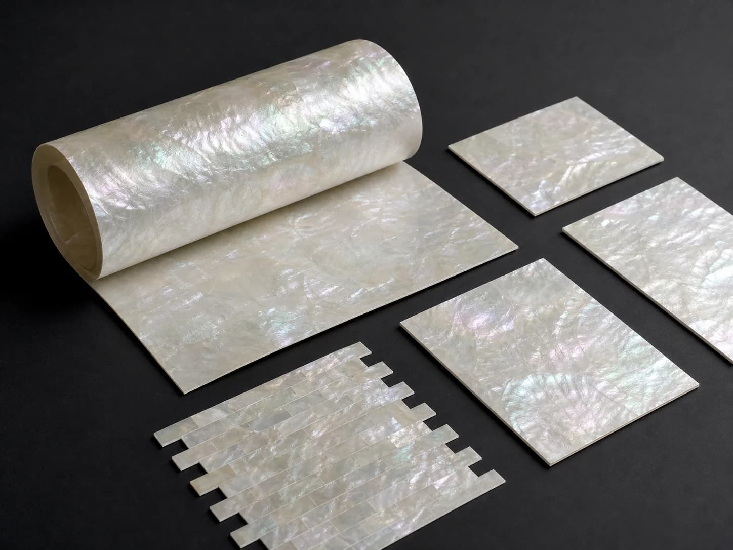 AI concept image of flexible natural shell veneer and decorative sheets