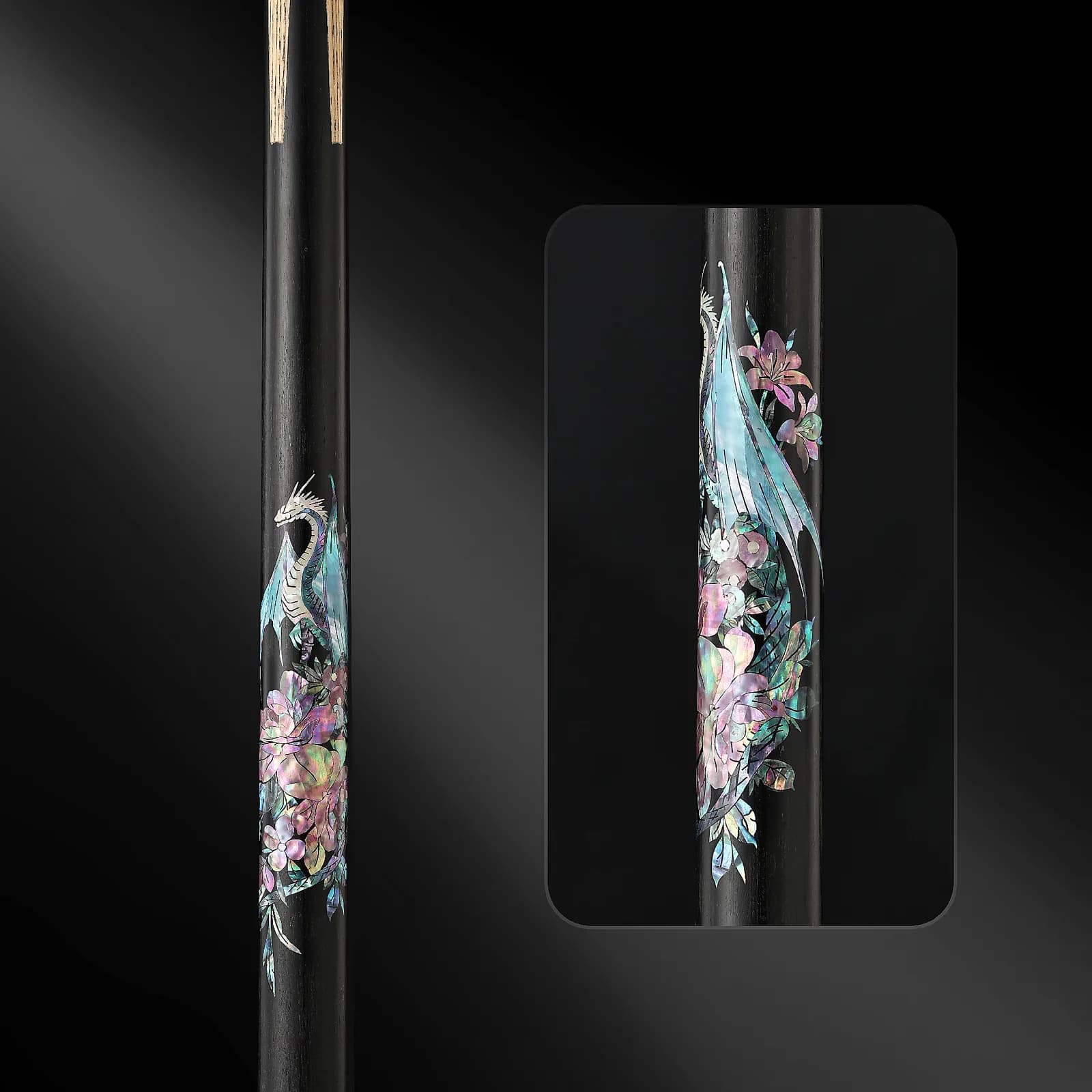 DBG-006 Dragon&Flower 台球杆贝壳镶嵌图案